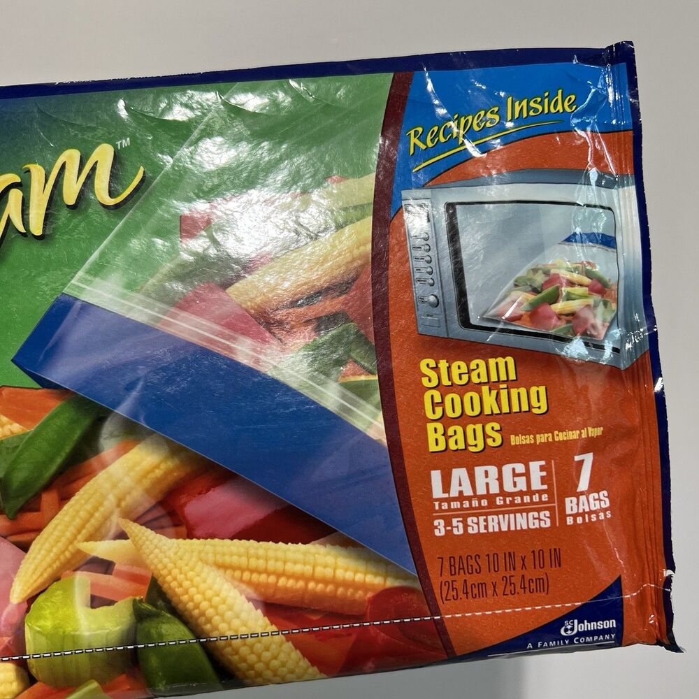 2 Ziploc Zip 'N Steam Cooking Bags Medium and Large Discontinued - Picture 2 of 4